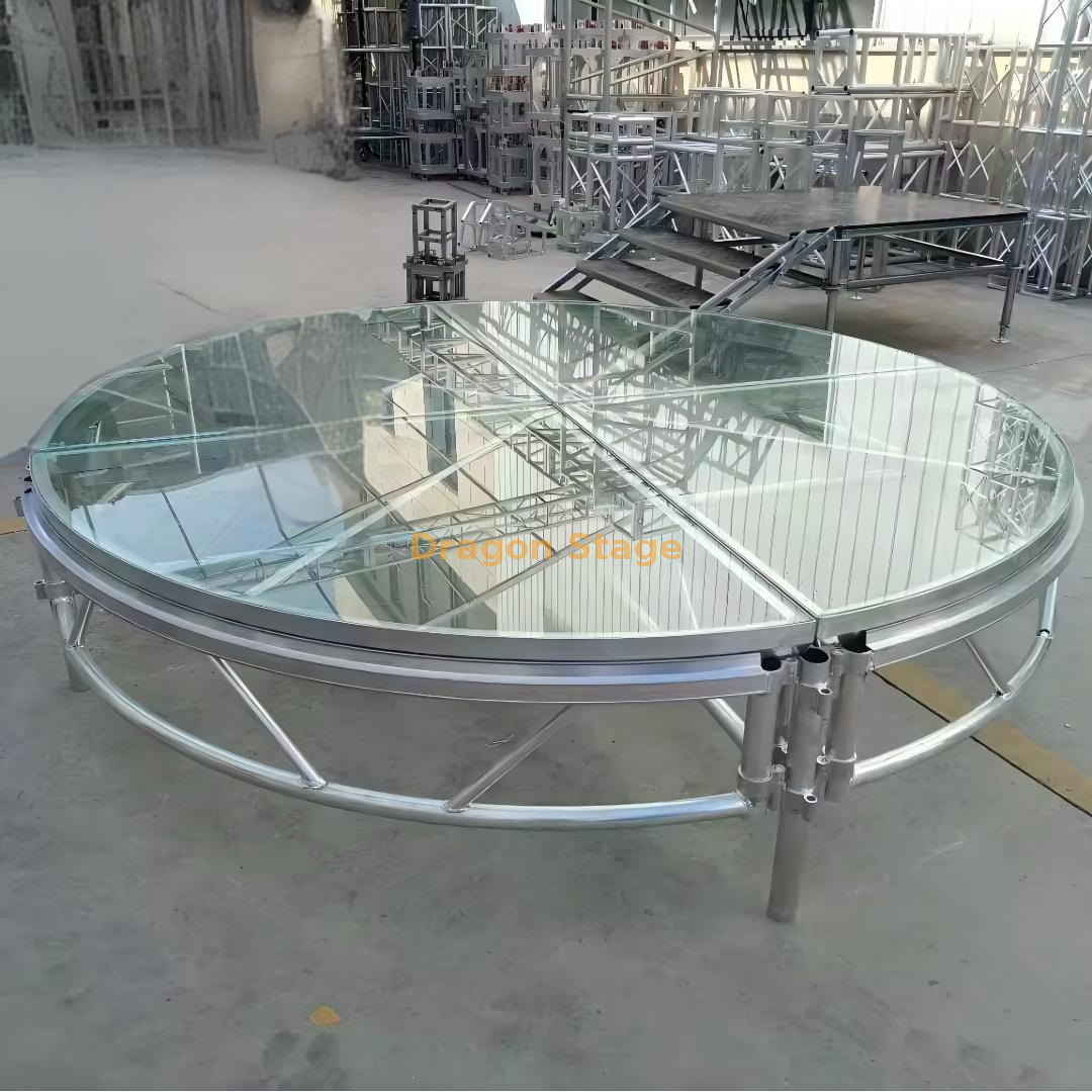 2.5m Diameter Round Aluminum Plexiglass Stage Palco redondo de plexiglass de alumínio com 2,5 m de diâmetro
