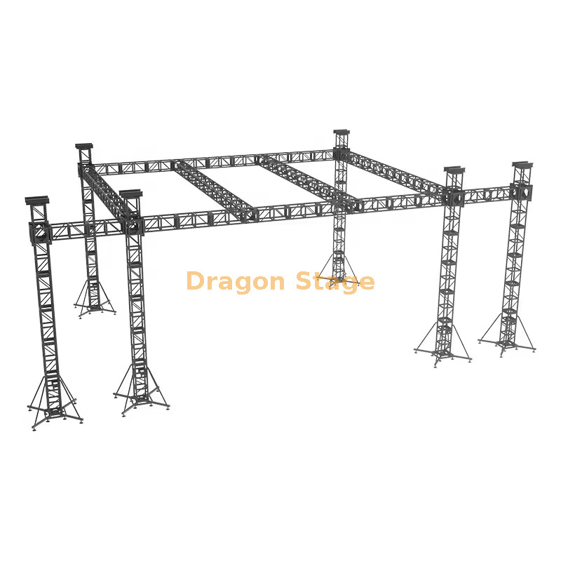 10x8x6m Professional Stage Roof with Dual Lighting Beams & PA Wings Telhado de palco profissional 10x8x6m com feixes de iluminação duplos e asas PA