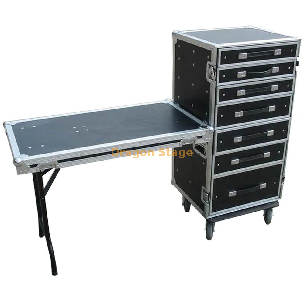 20U rolling flight case with 7 drawers Estojo rolante 20U com 7 gavetas