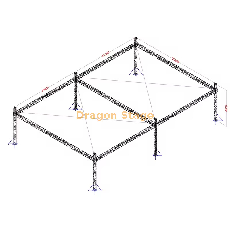 20x30x8m Heavy-Duty Aluminum Ground Support Event Truss System Sistema de treliça para eventos de suporte terrestre de alumínio resistente 20x30x8m