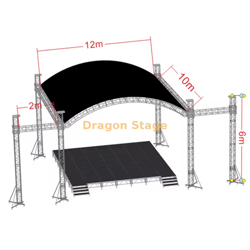12m x 10m aluminum dome tent truss stage system Sistema de palco de treliça de barraca com cúpula de alumínio de 12m x 10m