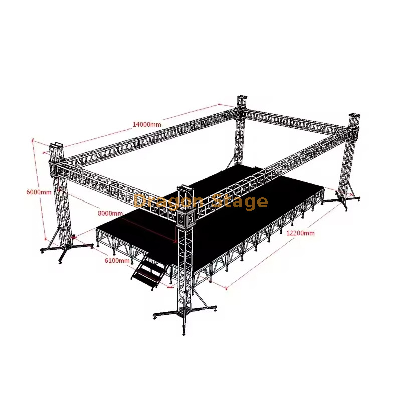 14x8x6m Heavy Duty Aluminum Event Lighting Truss System sistema de alumínio resistente do fardo da iluminação do evento de 14x8x6m
