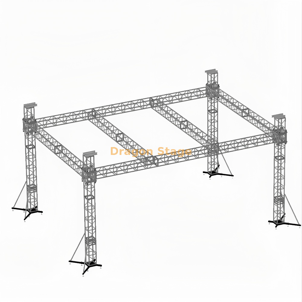 Aluminum Alloy Flat Roof Stage Truss System for Mobile Outdoor Events Sistema de treliça de palco de telhado plano de liga de alumínio para eventos móveis ao ar livre