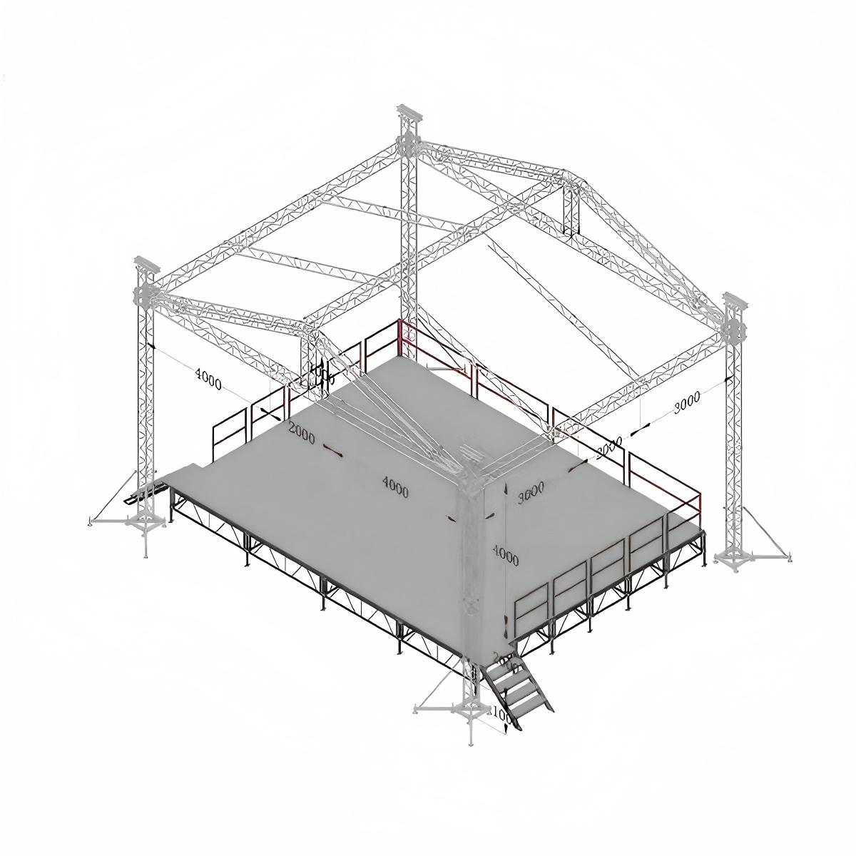 Portable Custom Outdoor Stage Deck with Roof Deck de palco externo personalizado portátil com telhado