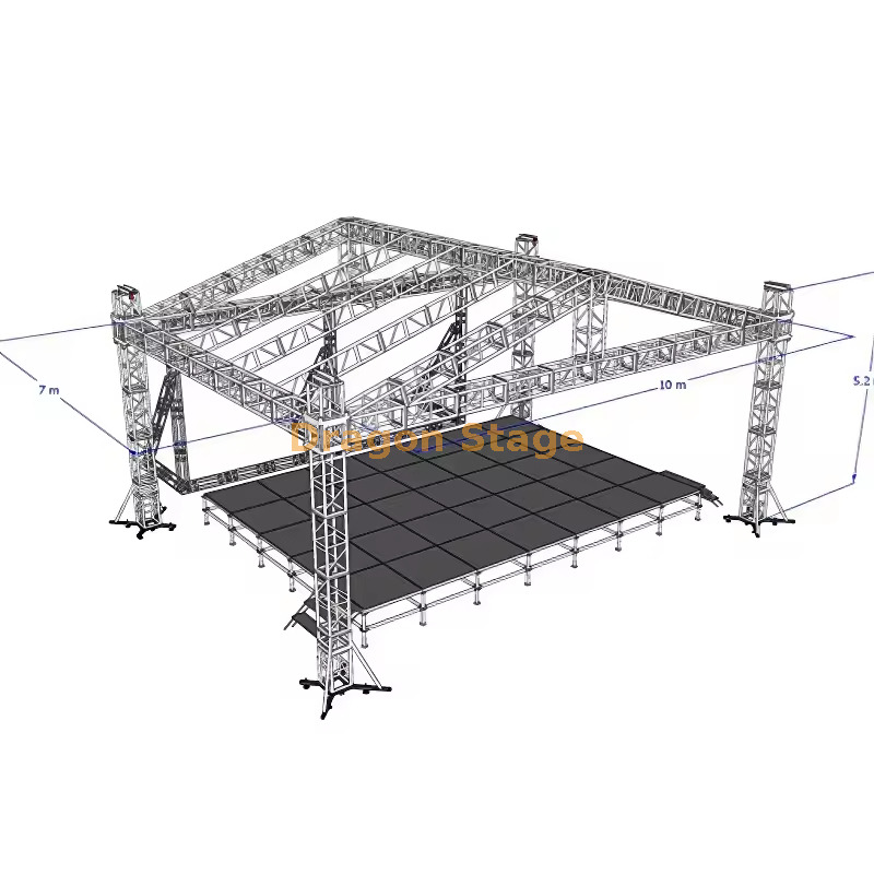 10x7m aluminum stage event truss with 5m height Treliça de alumínio para eventos de palco 10x7m com 5m de altura