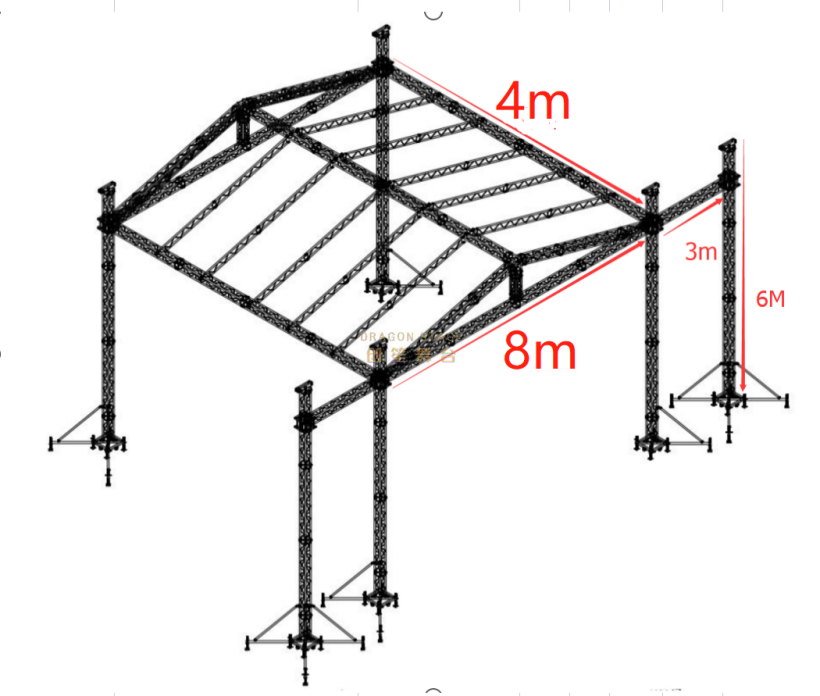 Exposição portátil ao ar livre Eventos de concerto Iluminação de palco de casamento Mostrar alto-falante Treliça de alumínio com telhado curvo Treliça de exibição de LED TUV SGS CE 24x12x20ft