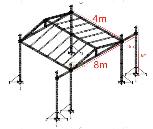 Exposição portátil ao ar livre Eventos de concerto Iluminação de palco de casamento Mostrar alto-falante Treliça de alumínio com telhado curvo Treliça de exibição de LED TUV SGS CE 24x12x20ft