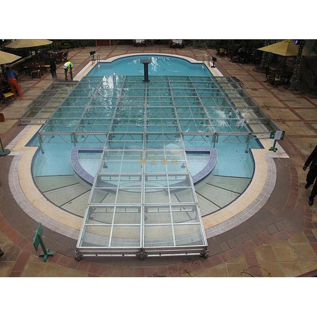 Design de palco de vidro transparente para piscina