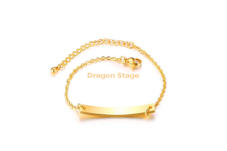 2021 Nome personalizado por atacado Jóias femininas barra de ouro personalizada em branco aço inoxidável bracelete gravado