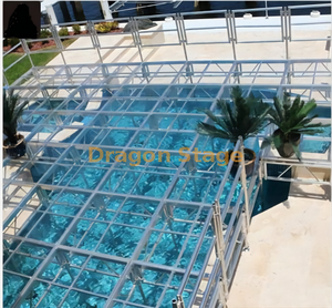 Plataforma de estágio de piscina transparente de vidro acrílico 40.26x14.64m de altura 1,2m