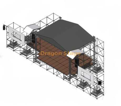 Telhado de alumínio 10x8x8m do fardo com assoalho do andaime de Ringlock e toda a fase redonda