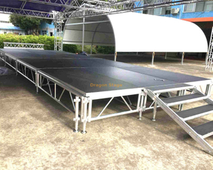 Palco de Configuração de Plataforma Portátil para Escolas 18x6m com 2 Escadas