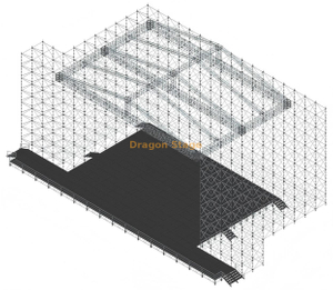 Sistema de treliça de telhado em pirâmide de grande vão de 20x20m com 3 vigas de longo vão para sistema Layher