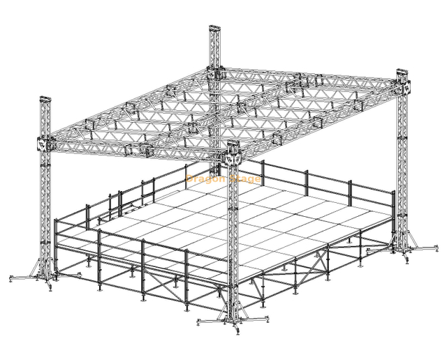Sistema de treliça de alumínio para telhado plano de 24x24x20 pés com torres de 20 pés