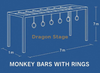 Ninja Fisical Trainning Set Monkey Bars com anéis 7x1x7m