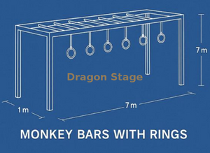 Ninja Fisical Trainning Set Monkey Bars com anéis 7x1x7m