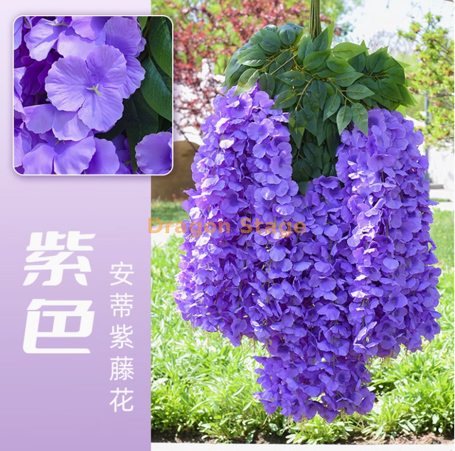 Wisteria simulada tofu pudim cordão violeta violeta de teto falso rattan interior decoração de casamento antie wisteria [ultra denso] roxo (6 galhos)
