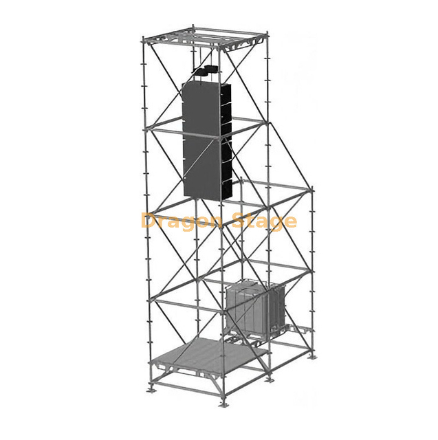 Sistema de torre suspensa Ringlock Line Array de 2x4x8m com torre de lastro auxiliar