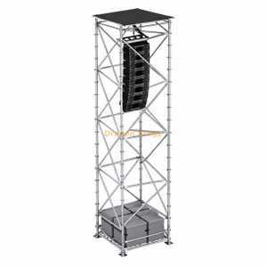 Torre suspensa Ringlock Line Array 2x2x8m com telhado, lastro e plataforma de trabalho