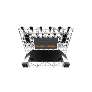 Estrutura de fundo LED Ringlock 12x2x10m com palco Ringlock 8x4x2m e 2 escadas