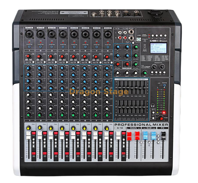 HTS10 Mixer de áudio profissional de 8 canais com efeitos DSP