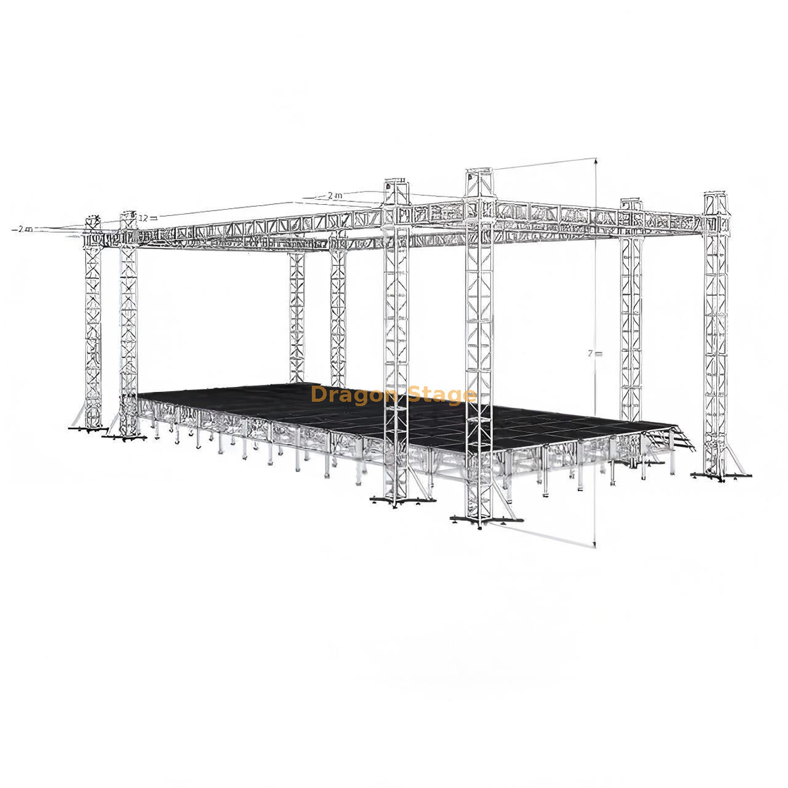 sistema exterior de alumínio profissional do fardo do evento de 12x8x7m