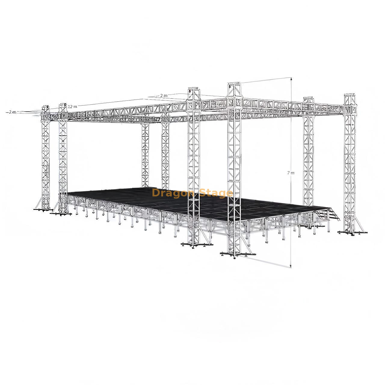 sistema exterior de alumínio profissional do fardo do evento de 12x8x7m