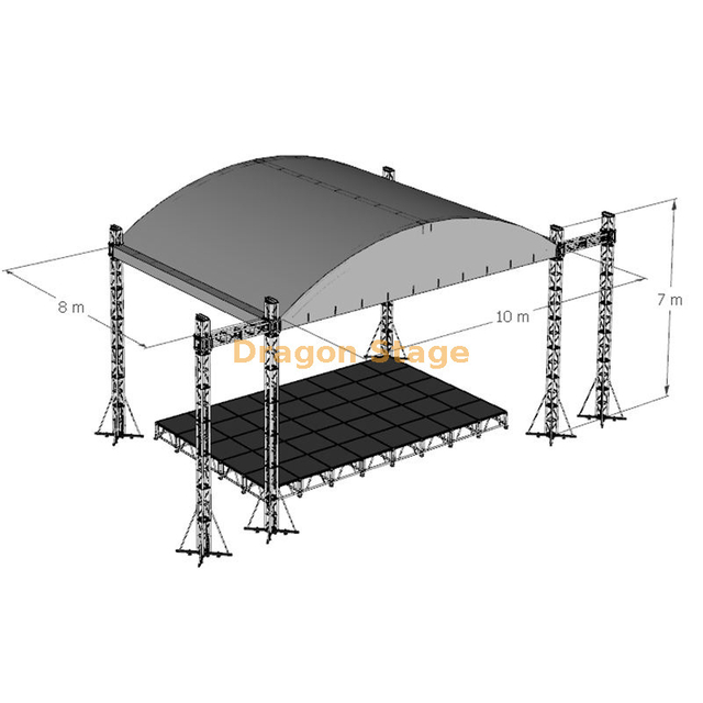 Curve Trels de teto de palco de concertos 10x8x7m
