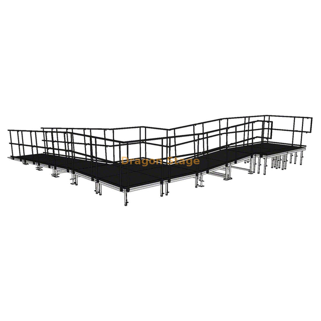 7.40x8.26m em forma de L modular de alumínio nos bastidores rampa de carga para palcos de concertos