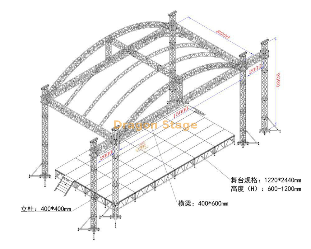 Arco do teto de teto de teto de teto 15x8x9m