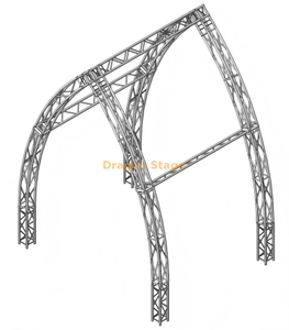 Sistema de treliça de telhado curvado preto com torneira de 290 mm com cantos de caixa e placas de base externas