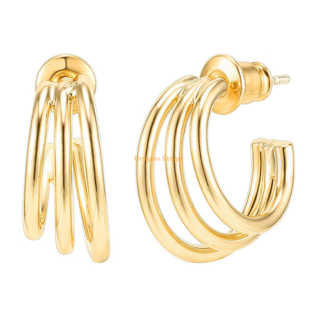 jóias de moda personalizada círculo duplo feminino arco 18k Brincos de argola de ouro 18k