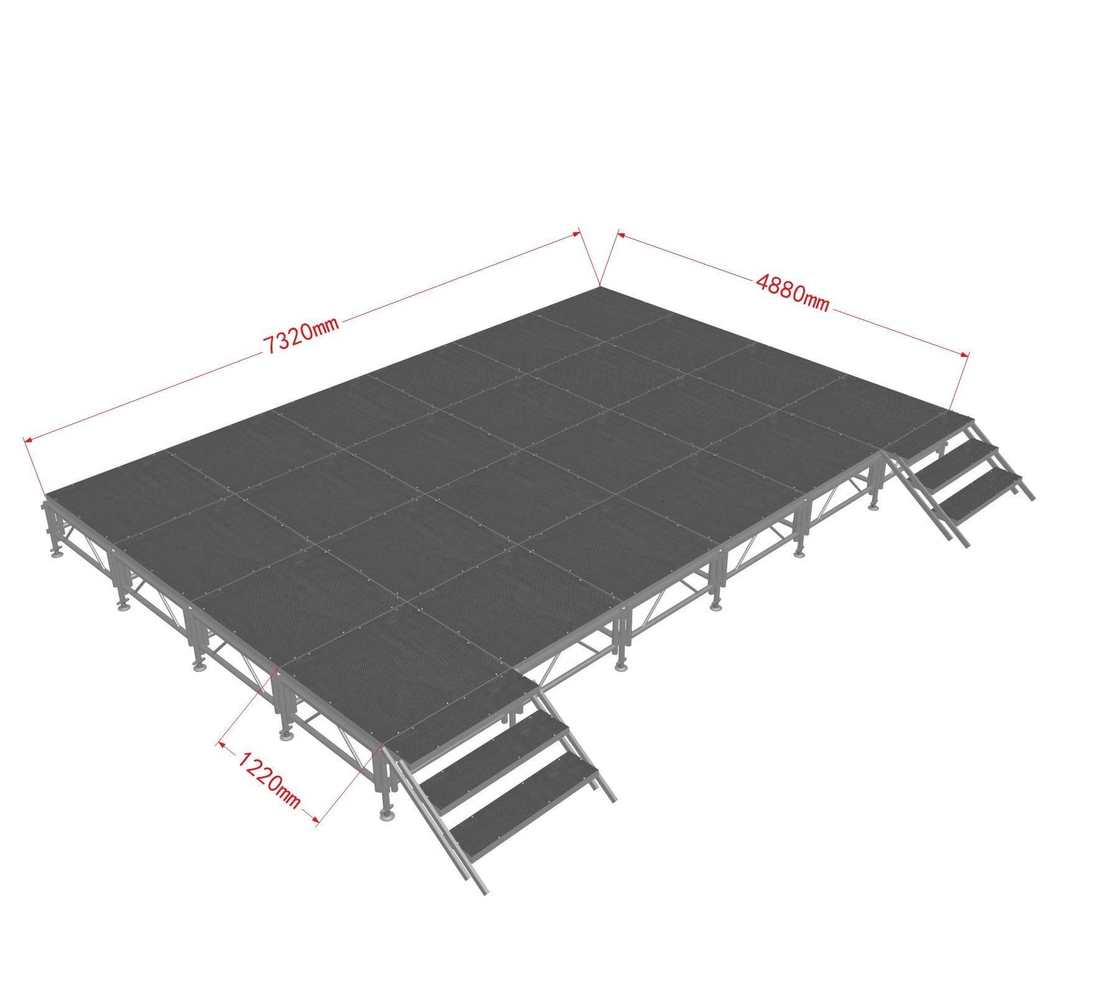 Alumínio 4x4ft estágios de deck de 4x4ft plataforma de estágio ajustável plataforma colapsível 7.32x4.88m