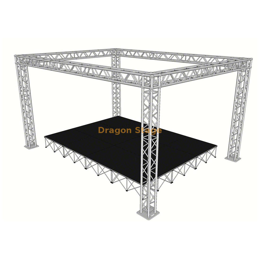 Sistema de treliça de palco portátil de alumínio 4x3x3m com telhado e plataforma (mini equipamento de palco)