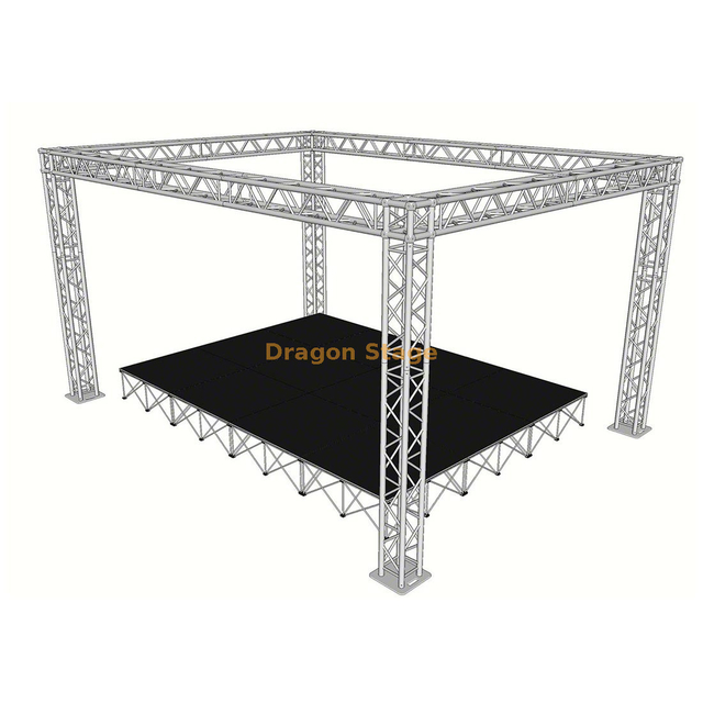 Sistema de treliça de palco portátil de alumínio 4x3x3m com telhado e plataforma (mini equipamento de palco)