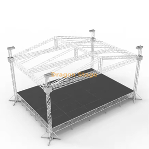 Palco de telhado espigão de sistema completo 20x14x10m com telhado inclinado preto | Sistema de treliça de telhado de concerto de alumínio