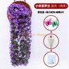 Orquídea de parede violeta simulada Bordado grande bordado artificial Flor da flor de seda Rattan azul escuro 2 gancho de cesta violeta