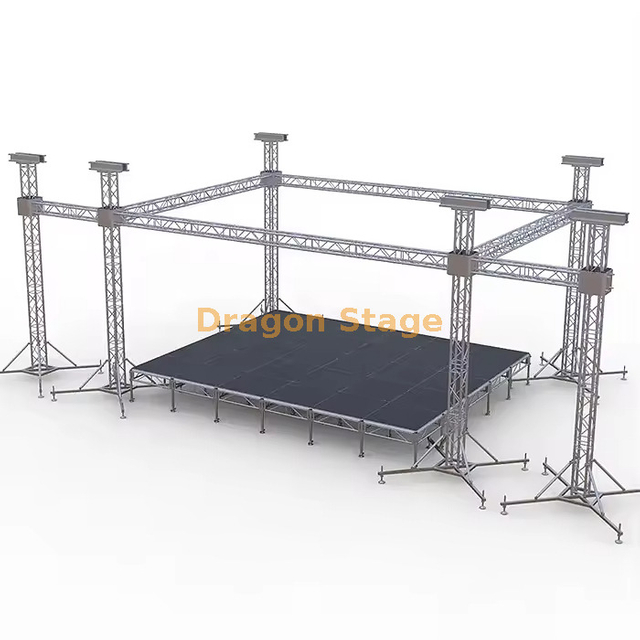 Sistema de treliça de palco de concerto 10x6x7m com asas de alto-falante de 2m | Treliça de evento de suporte de solo de alumínio