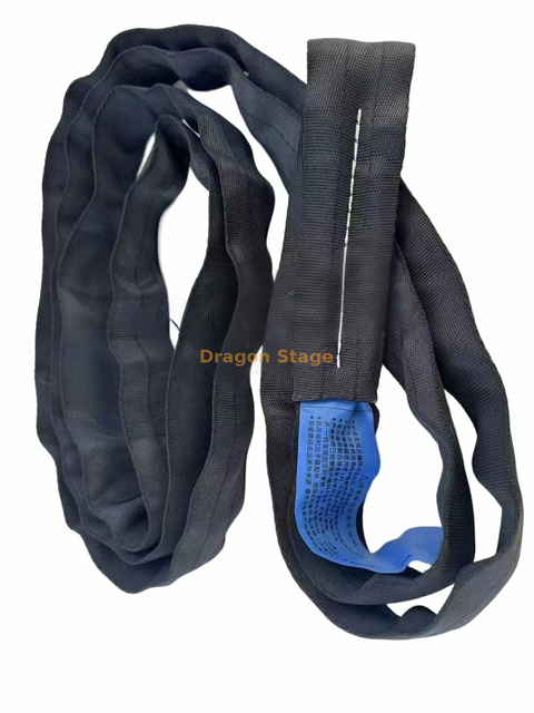 2T/3T 2M/3M Comprimento de alta qualidade Black Spanset Polyster Roundsling para levantar suporte ao solo 