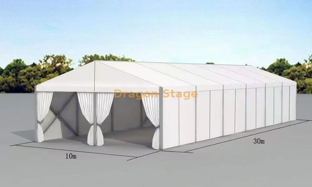 Tenda com estrutura em A de alumínio para serviço pesado 10x30m | Tenda para eventos de perfil 122 × 68 com paredes laterais completas