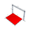 palco modular vermelho do evento de 6.72x4.89m com pórtico traseiro do fardo da caixa de 7.7x4.4m