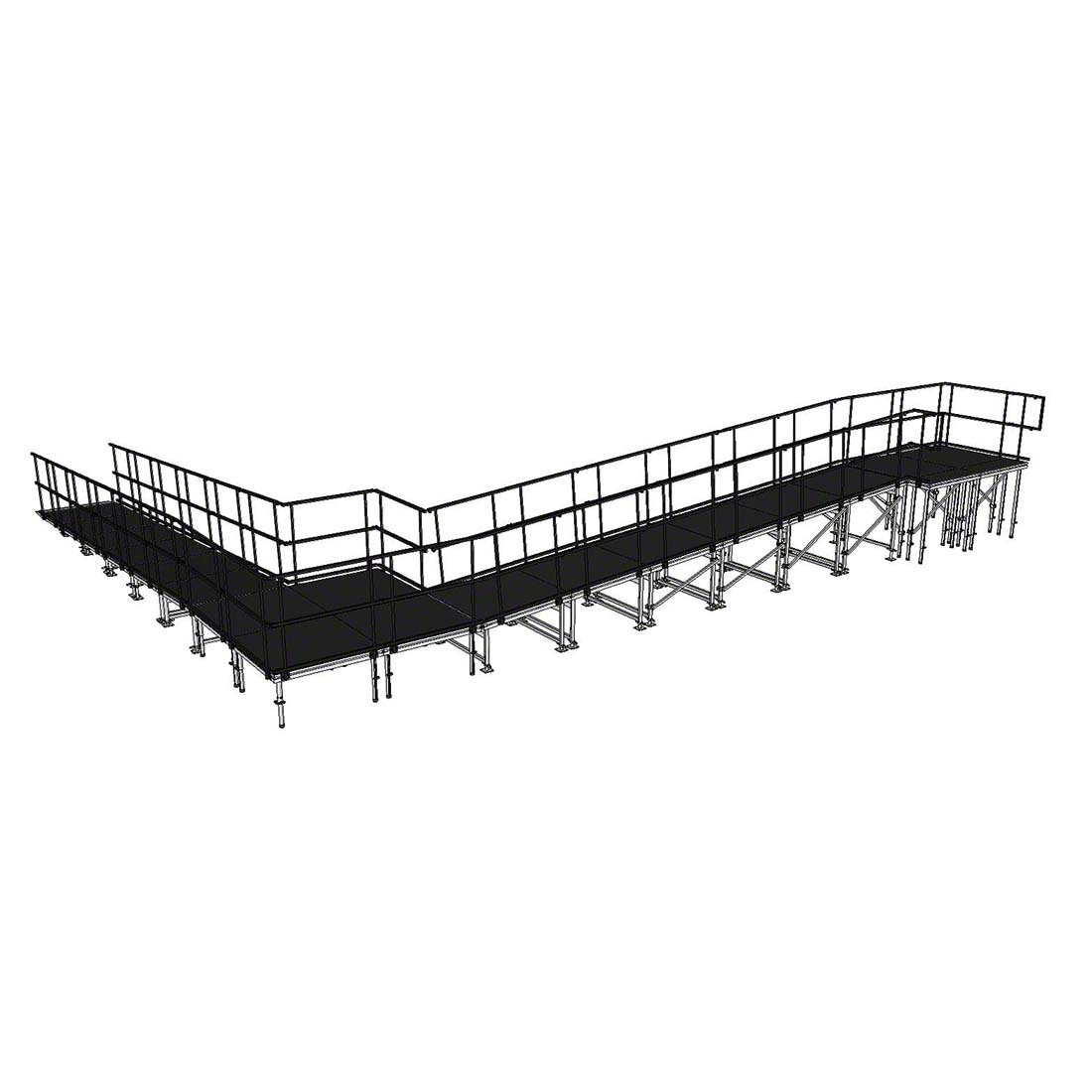 Vista superior da rampa modular de alum&iacute;nio de 90 graus para palco 12,25m x 10,70m.jpg