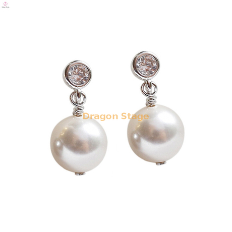 Gold de ouro de 18k de 18k White S925 Brincos de pérolas de prata esterlina