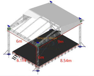 Projeto de alumínio personalizado 9x6x6m da estrutura do telhado de treliça com plataforma de palco 8,54x6,1m/7,32x4,88m