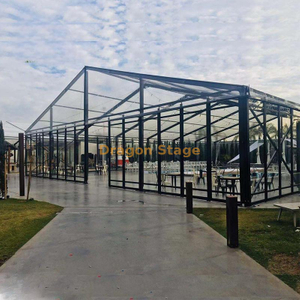 Frame preto ao ar livre 15x30m tenda de festa de casamento com parede de vidro e piso de cassete