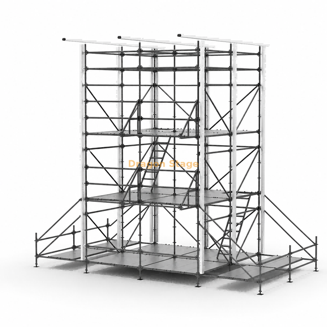 Torre de controle Ringlock FOH híbrida multinível de 4x4m com telhado de alumínio de inclinação única