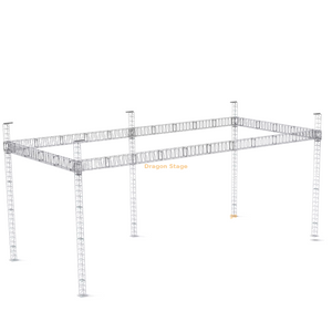 Sistema portátil de treliça com tela LED 14x6x6m com 5 torres de suporte e talhas de corrente manuais