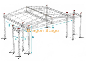 Sistema profissional de telhado de palco de concerto de alumínio 20x20x12m - treliça de estádio de 12m de altura com asas de alto-falante de matriz de linha dupla de 3m de largura