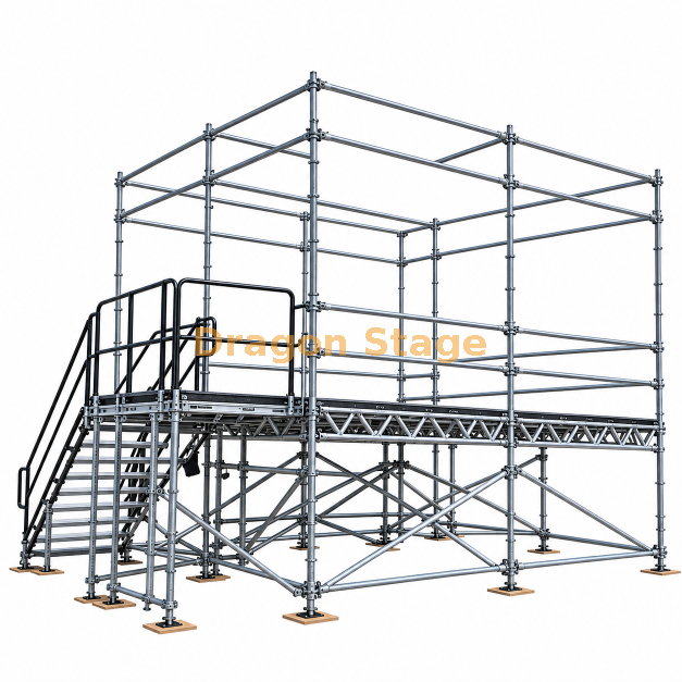 plataforma Ringlock FOH de 4x4m/plataforma de visualização VIP com escada lateral
