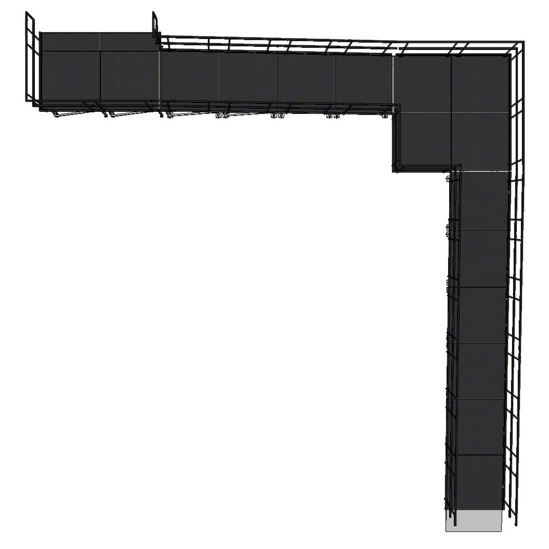 Rampa de palco modular de alum&iacute;nio de 90 graus de 9,82 x 10,71 m com pouso e guarda-corpos duplos de 1 m.jpg